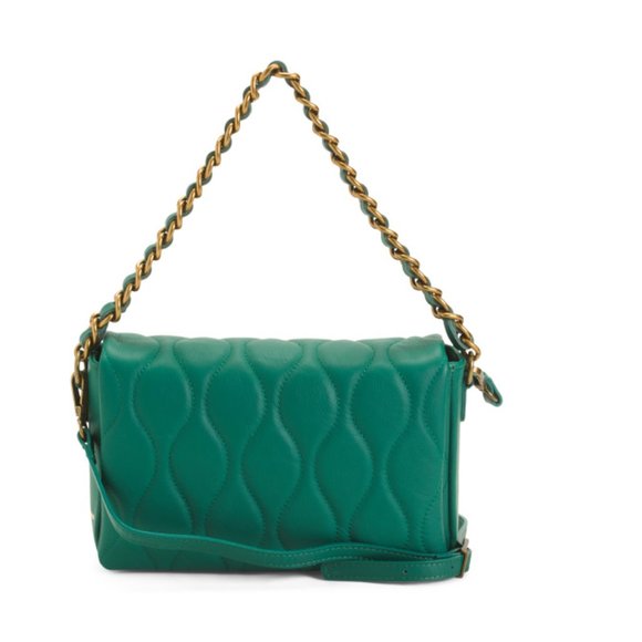 ROBERTA ROSSI  Italy Leather Quilted Crossbody With Woven Chain Handle - Picture 1 of 2